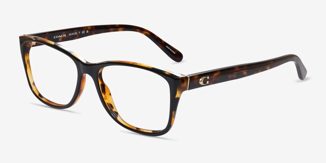 Coach HC6129 Black Tortoise AcetateEyeglass Frames from EyeBuyDirect, Angle View