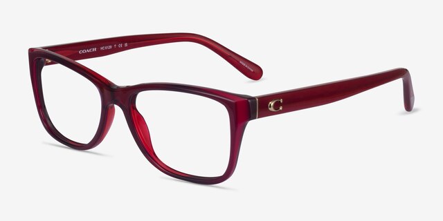 Coach HC6129 Burgundy Red AcetateEyeglass Frames from EyeBuyDirect, Angle View