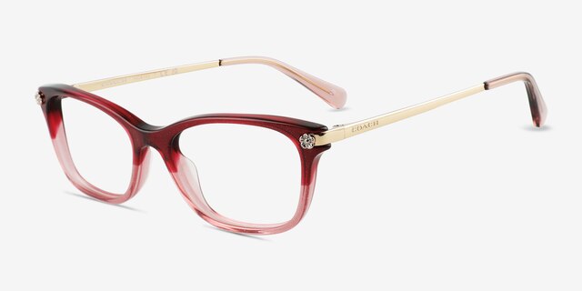 Coach HC6142 Burgundy Glitter Gradient AcetateEyeglass Frames from EyeBuyDirect, Angle View