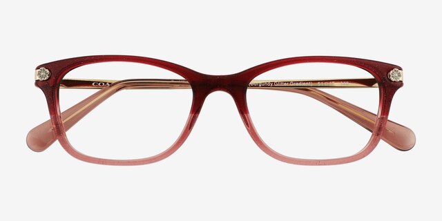 Coach HC6142 Burgundy Glitter Gradient AcetateEyeglass Frames from EyeBuyDirect, Closed View