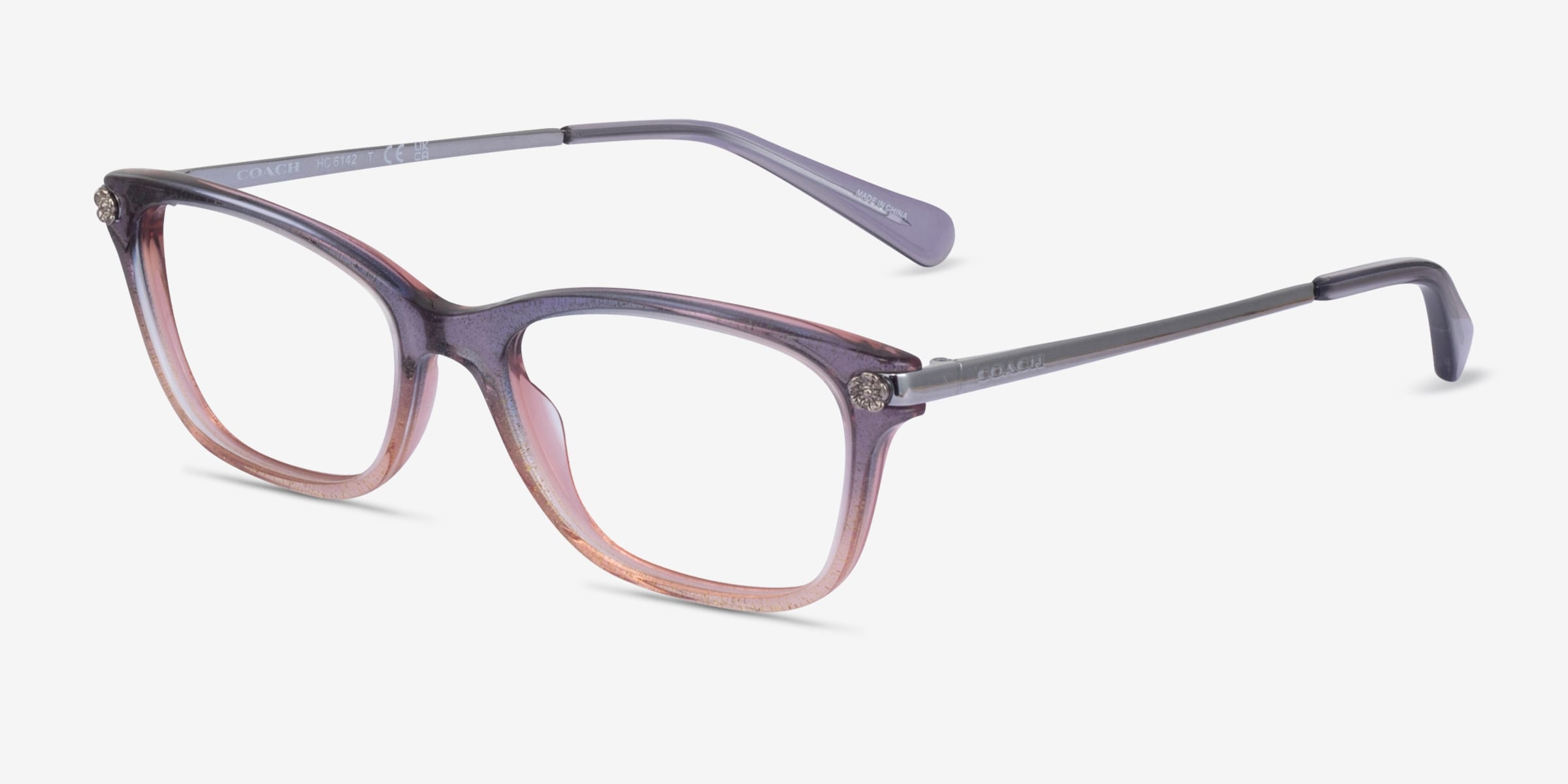 COACH Burgundy Glitter classy eye glasses Coach HC6142 - Cat Eye Burgundy Glitter Gradient Frame  main image 4