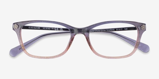 Coach HC6142 Purple Glitter Gradient AcetateEyeglass Frames from EyeBuyDirect, Closed View