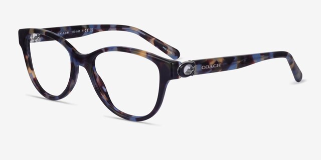 Coach HC6153 Blue Tortoise AcetateEyeglass Frames from EyeBuyDirect, Angle View
