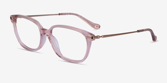 Coach HC6185 Transparent Pink Gold AcetateEyeglass Frames from EyeBuyDirect, Angle View