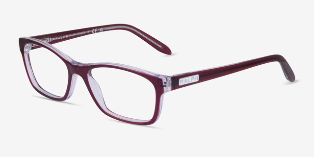 Ralph RA7039 Shiny Red On Crystal AcetateEyeglass Frames from EyeBuyDirect, Angle View