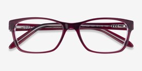 Ralph RA7039 Shiny Red On Crystal Acétate Montures de lunettes de vue d'EyeBuyDirect, Vue Rapprochée