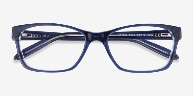 Ralph RA7039 Opal Blue AcetateEyeglass Frames from EyeBuyDirect, Closed View