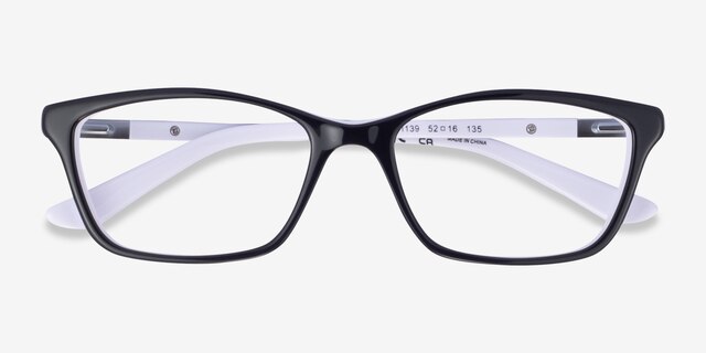 Ralph RA7044 Black On White AcétateMontures de lunettes de vue d'EyeBuyDirect, Vue Rapprochée