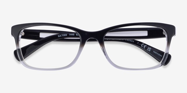 Ralph RA7069 Shiny Gradient Black AcetateEyeglass Frames from EyeBuyDirect, Closed View