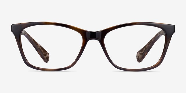 Ralph RA7071 Shiny Brown Tortoise PlasticEyeglass Frames from EyeBuyDirect, Front View