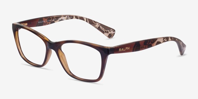 Ralph RA7071 Shiny Brown Tortoise PlasticEyeglass Frames from EyeBuyDirect, Angle View