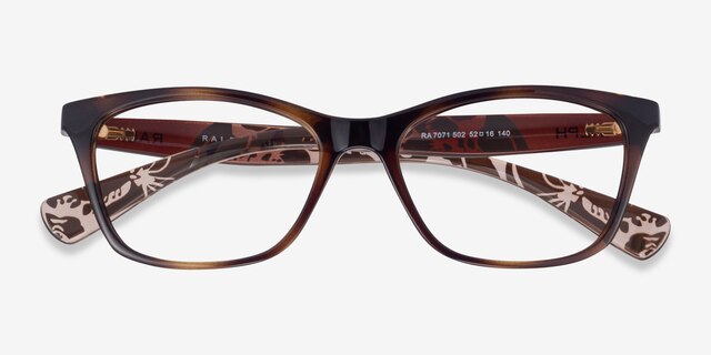 Ralph RA7071 Shiny Brown Tortoise PlasticEyeglass Frames from EyeBuyDirect, Closed View