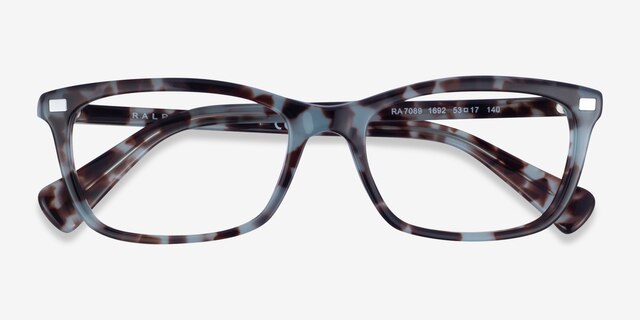 Ralph RA7089 Shiny Blue Tortoise AcetateEyeglass Frames from EyeBuyDirect, Closed View