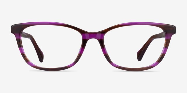 Ralph RA7133U Striped Brown Purple AcetateEyeglass Frames from EyeBuyDirect, Front View