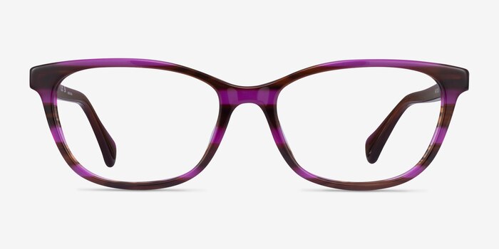 Ralph RA7133U Striped Brown Purple Acetate Eyeglass Frames from EyeBuyDirect