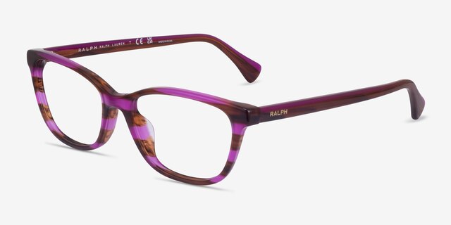 Ralph RA7133U Striped Brown Purple AcetateEyeglass Frames from EyeBuyDirect, Angle View