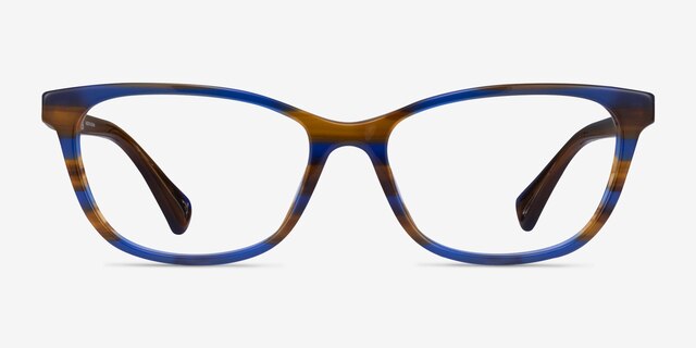 Ralph RA7133U Striped Brown Blue AcetateEyeglass Frames from EyeBuyDirect, Front View