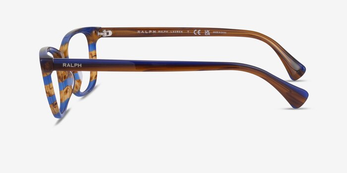 Ralph RA7133U Striped Brown Blue Acetate Eyeglass Frames from EyeBuyDirect