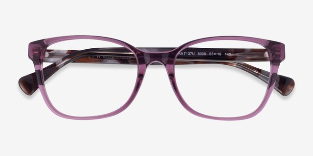 Ralph RA7137U Shiny Transparent Purple AcétateMontures de lunettes de vue d'EyeBuyDirect, Vue Rapprochée