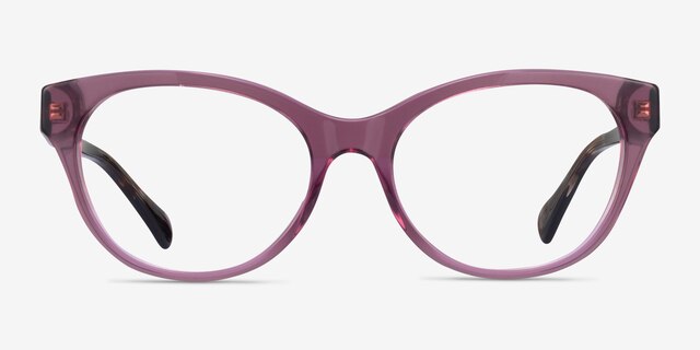 Ralph RA7141 Shiny Transparent Purple AcetateEyeglass Frames from EyeBuyDirect, Front View