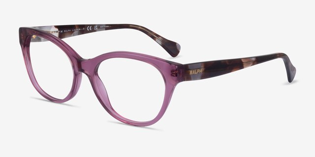 Ralph RA7141 Shiny Transparent Purple AcetateEyeglass Frames from EyeBuyDirect, Angle View