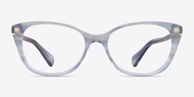 Ralph RA7146 Striped Blue Clear AcetateEyeglass Frames from EyeBuyDirect, Front View