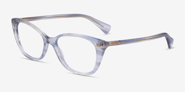 Ralph RA7146 Striped Blue Clear AcetateEyeglass Frames from EyeBuyDirect, Angle View
