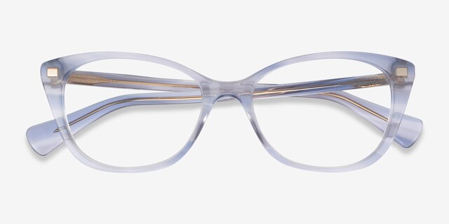 Ralph RA7146 Striped Blue Clear AcetateEyeglass Frames from EyeBuyDirect, Closed View
