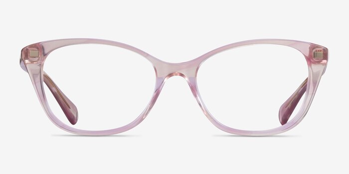 Ralph RA7146 Shiny Striped Pink Acetate Eyeglass Frames from EyeBuyDirect