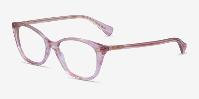 Ralph RA7146 Shiny Striped Pink AcetateEyeglass Frames from EyeBuyDirect, Angle View