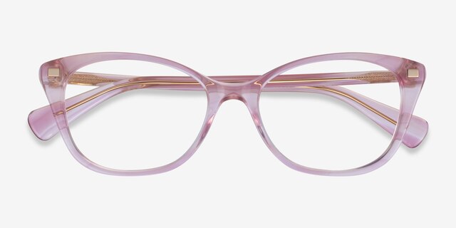 Ralph RA7146 Shiny Striped Pink AcetateEyeglass Frames from EyeBuyDirect, Closed View