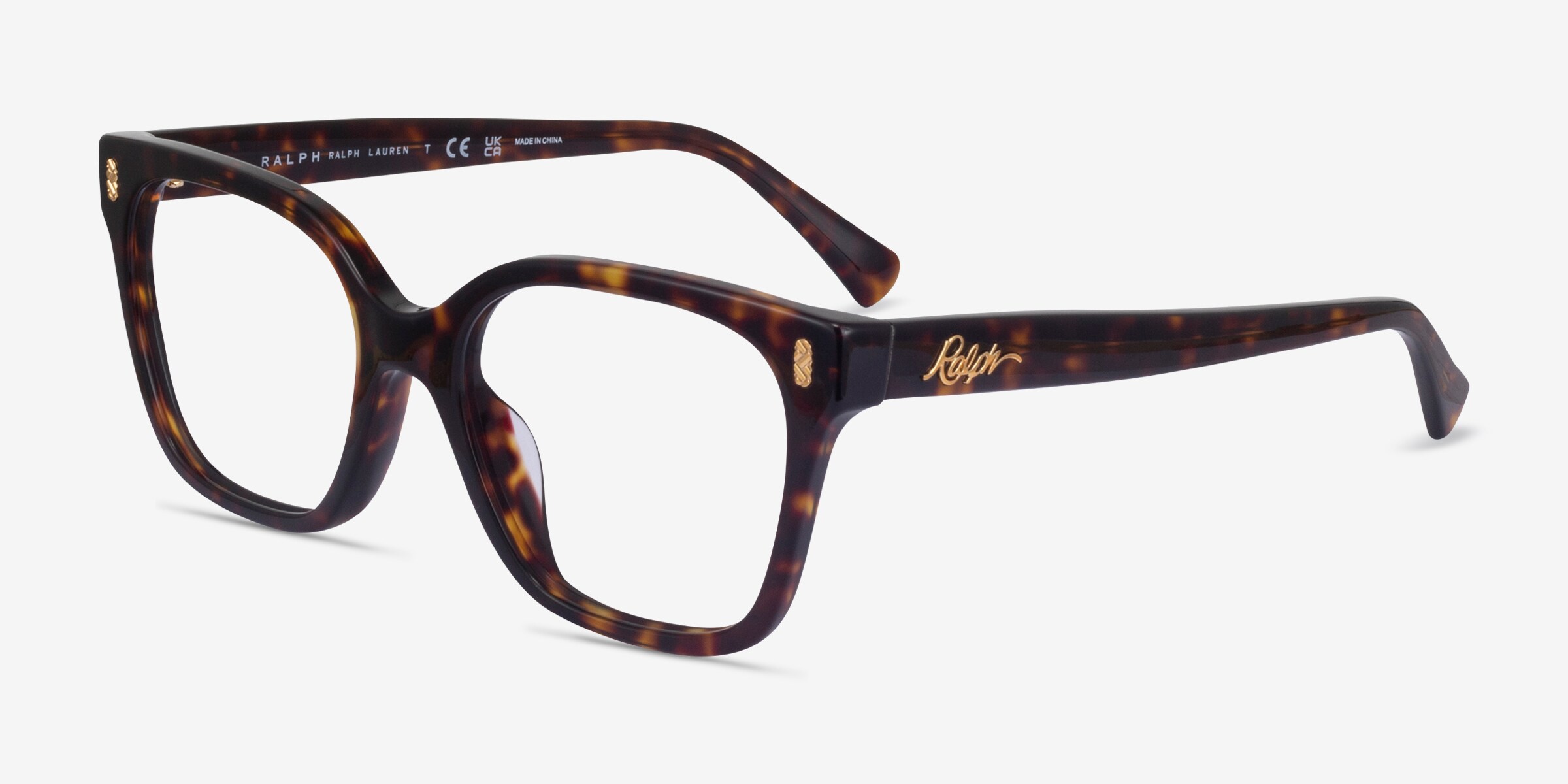 Ralph RA7158U - Square Shiny Dark Tortoise Frame Eyeglasses