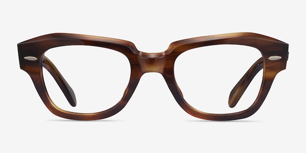 Ray-Ban RB5486 Striped Brown Acétate Montures de lunettes de vue