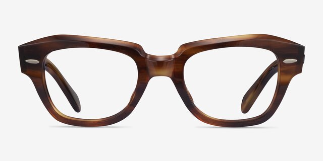 Ray-Ban RB5486 Striped Brown AcetateEyeglass Frames from EyeBuyDirect, Front View