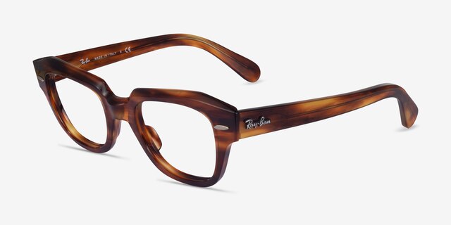 Ray-Ban RB5486 Striped Brown AcetateEyeglass Frames from EyeBuyDirect, Angle View
