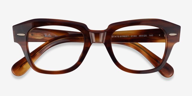 Ray-Ban RB5486 Striped Brown AcetateEyeglass Frames from EyeBuyDirect, Closed View