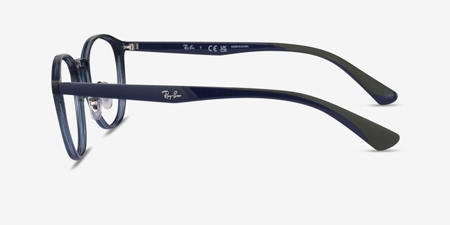 Ray-Ban RB7156 Matte Transparent Blue PlasticEyeglass Frames from EyeBuyDirect, Side View
