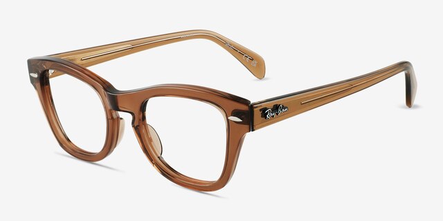 Ray-Ban RB0707V Transparent Brown PlasticEyeglass Frames from EyeBuyDirect, Angle View