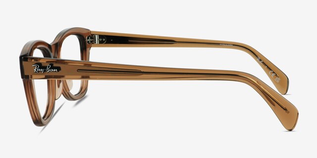 Ray-Ban RB0707V Transparent Brown PlasticEyeglass Frames from EyeBuyDirect, Side View