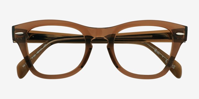Ray-Ban RB0707V Transparent Brown PlasticEyeglass Frames from EyeBuyDirect, Closed View