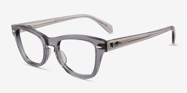 Ray-Ban RB0707V Transparent Gray PlasticEyeglass Frames from EyeBuyDirect, Angle View