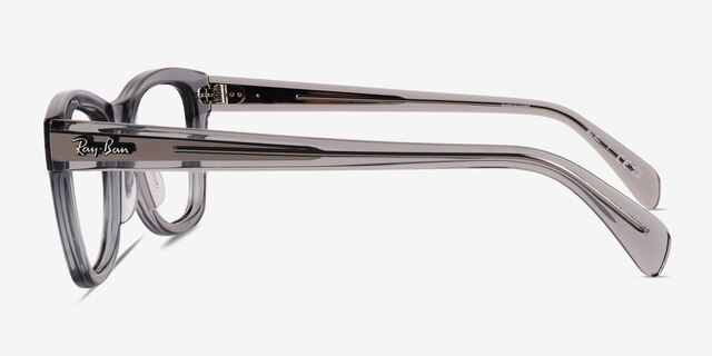 Ray-Ban RB0707V Transparent Gray PlasticEyeglass Frames from EyeBuyDirect, Side View