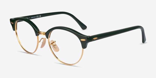 Ray-Ban RB4246V Clubround Green Gold AcetateEyeglass Frames from EyeBuyDirect, Angle View