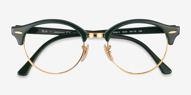 Ray-Ban RB4246V Clubround Green Gold AcetateEyeglass Frames from EyeBuyDirect, Closed View