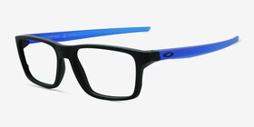 Oakley Port Bow Noir Plastique Montures de lunettes de vue d'EyeBuyDirect, Vue d'Angle