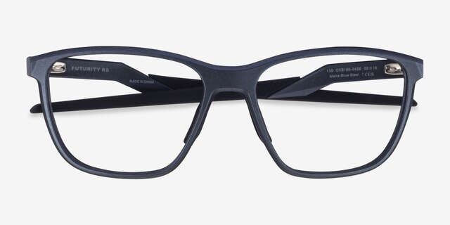 Oakley Futurity Rs Matte Blue Steel Eco-friendlyEyeglass Frames from EyeBuyDirect, Closed View