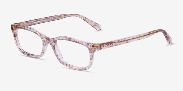 Coach HC6174 Pink Floral AcetateEyeglass Frames from EyeBuyDirect, Angle View