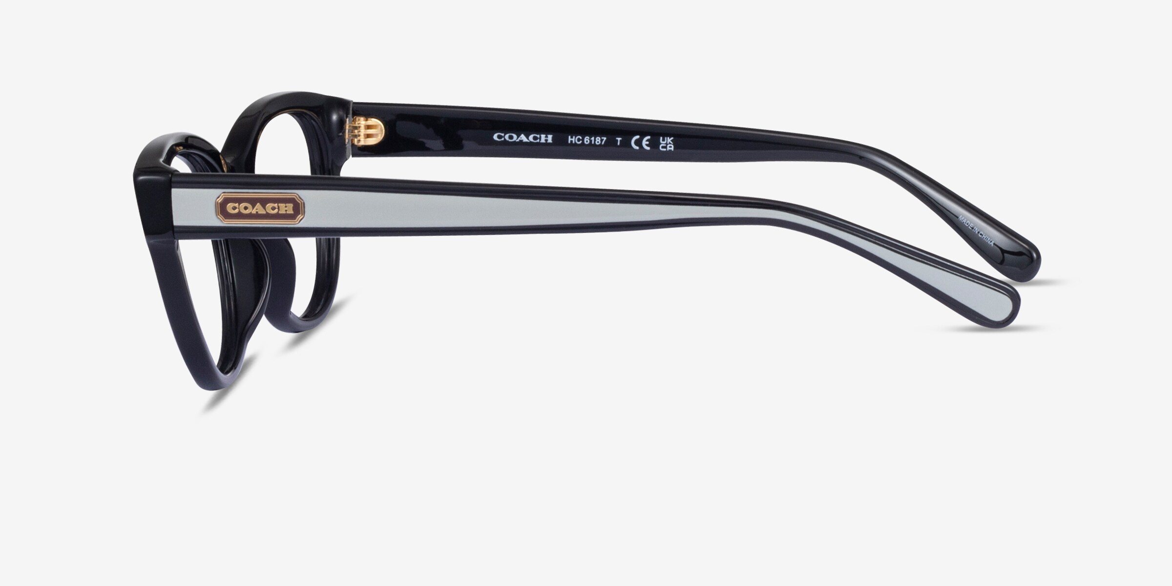 Coach HC6187 eyeglasses - transparent brown gradient with navy blue temples Coach HC6187 - Cat Eye Transparent Brown Gradient Frame  main image 2