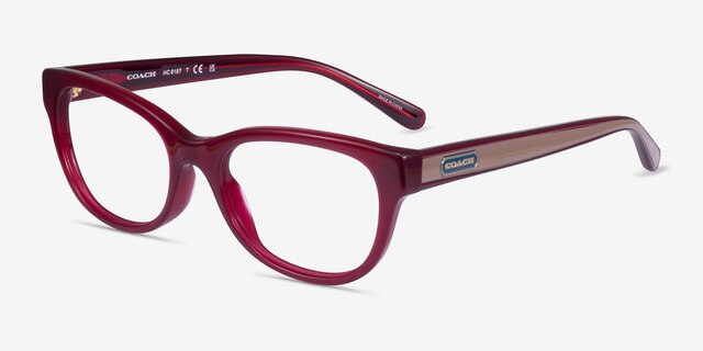 Coach HC6187 Milky Burgundy AcetateEyeglass Frames from EyeBuyDirect, Angle View