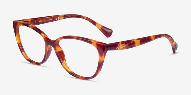 Ralph RA7135 Brown Floral PlasticEyeglass Frames from EyeBuyDirect, Angle View